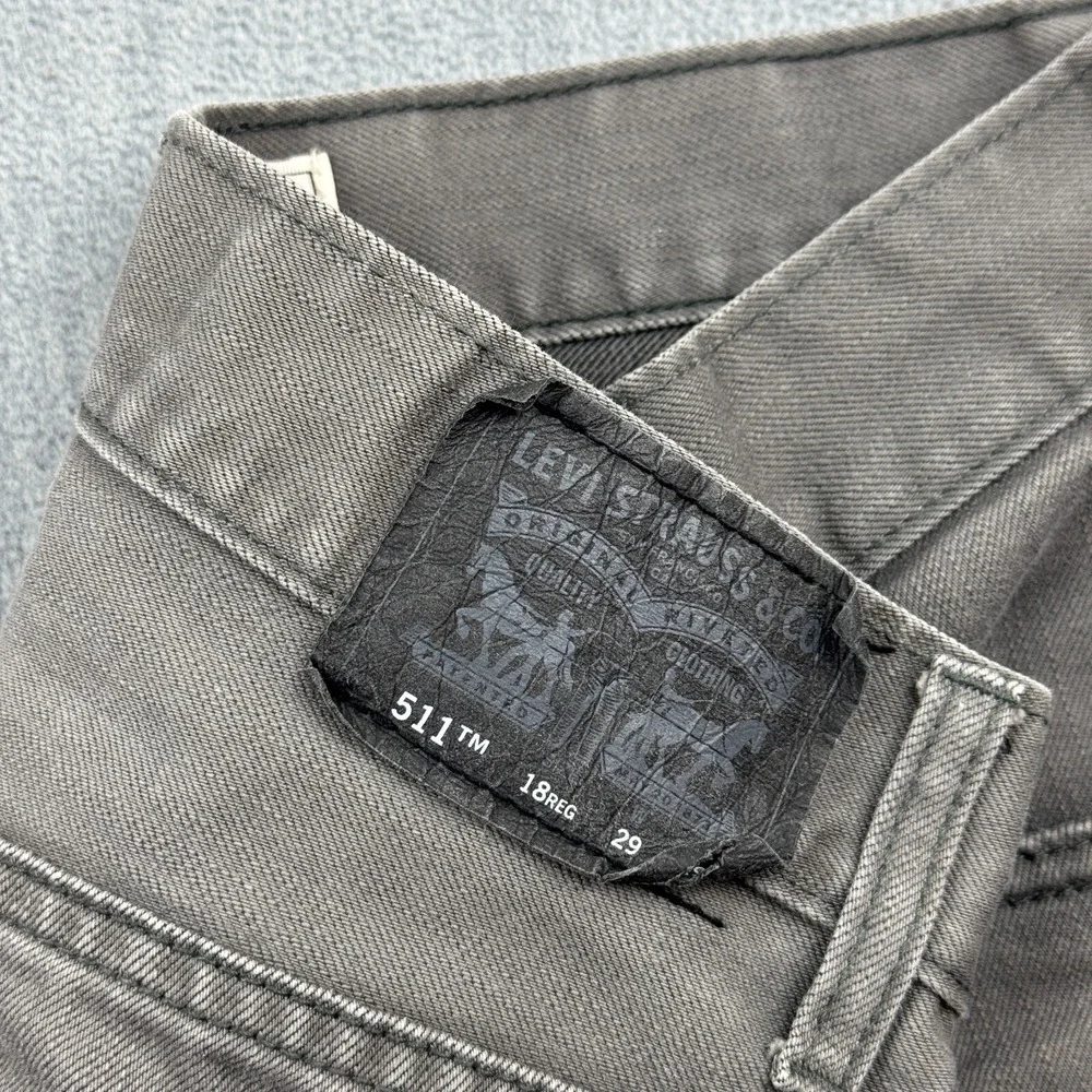 Levis 511 Pants‎ Youth Boys 18 Reg 29X29 Gray Stretch Slim Straight Leg Denim